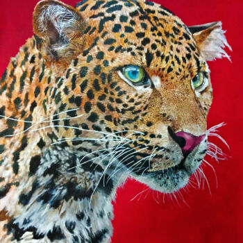 Painting titled "The Leopard" by Leo Budhi, Original Artwork, Acrylic