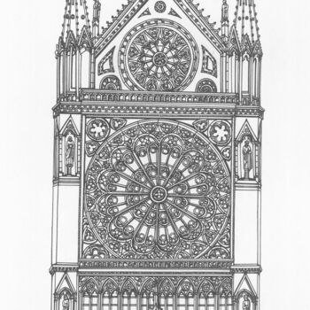 Desenho intitulada "The Notre Dame Cath…" por Lera Ryazanceva, Obras de arte originais, Tinta
