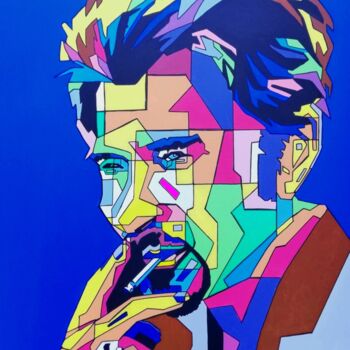 Painting titled "Johnny Hallyday" by Les Pinceaux De Marie, Original Artwork, Acrylic