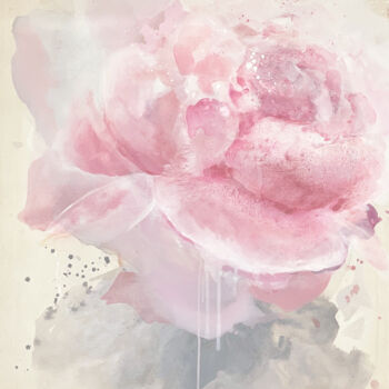 「"Roses for dessert"」というタイトルの絵画 Lesia Danilinaによって, オリジナルのアートワーク, アクリル ウッドストレッチャーフレームにマウント