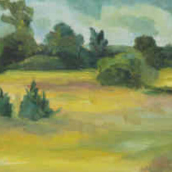 Painting titled "Meadow at Lawsons" by Lesley Braren, Original Artwork, Oil