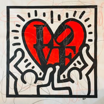 Peinture intitulée "Keith Haring Love R…" par Lex, Œuvre d'art originale, Acrylique