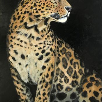 Painting titled "Wild beauty. Jaguar" by Leysan Khasanova, Original Artwork, Oil