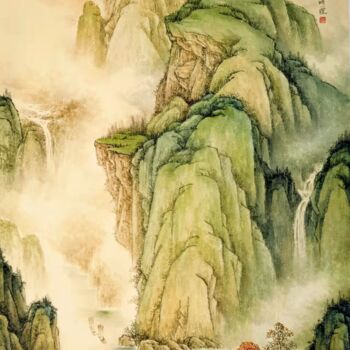 Peinture intitulée "帆影烟云" par Li Ming, Œuvre d'art originale, Encre