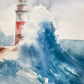 绘画 标题为“Lighthouse in the s…” 由Lida Khomyakova (Artelida), 原创艺术品, 水彩