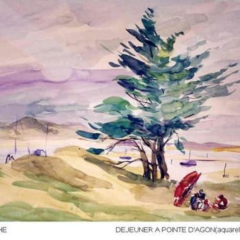 Картина под названием "La pointe d'Agon" - Lyria, Подлинное произведение искусства, Масло