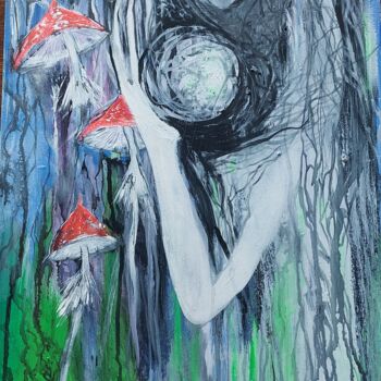 Pittura intitolato "Проводник в мир Дух…" da Lila Naumova, Opera d'arte originale, Tempera