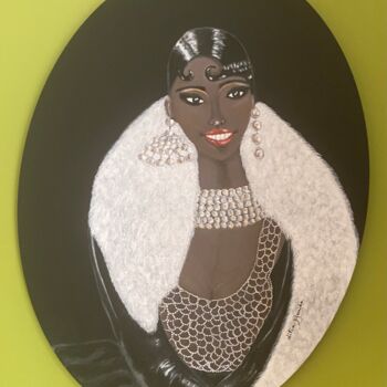 Painting titled "J.Baker" by Lilia Hamida, Original Artwork, Acrylic Mounted on Wood Stretcher frame