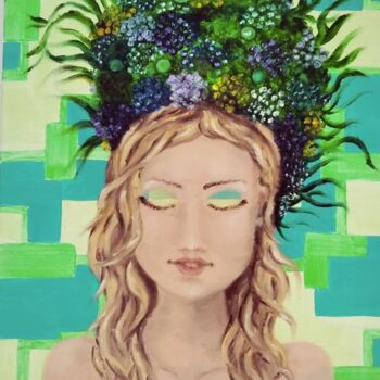 Peinture intitulée "Girl & Nature" par Liliia Furman, Œuvre d'art originale, Huile