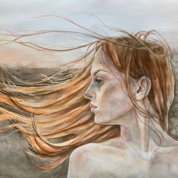 Pintura intitulada "Wind" por Liliia Shpitaleva, Obras de arte originais, Aquarela