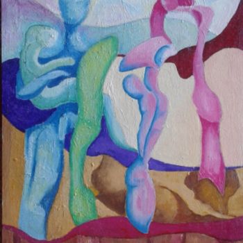 Painting titled ""Los que buscan y n…" by Lili Polo, Original Artwork, Oil