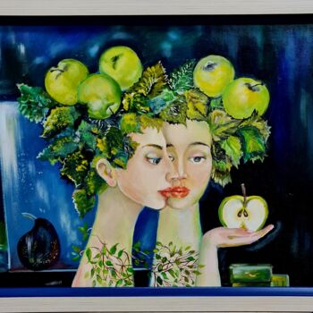 「"Нимфы лесных яблок…」というタイトルの絵画 Liliya Volskaya (Volskaya)によって, オリジナルのアートワーク, オイル 段ボールにマウント