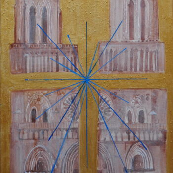 제목이 "Notre Dame disinteg…"인 미술작품 Lilya P Dear로, 원작, 아크릴 나무 들것 프레임에 장착됨