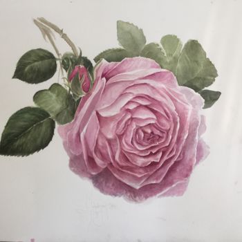 Painting titled "Rosa" by L.Jakobsson, Original Artwork, Watercolor