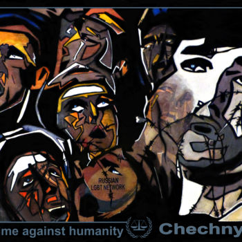 「Human Tchetchenie」というタイトルの絵画 Line Bautistaによって, オリジナルのアートワーク, アクリル ウッドストレッチャーフレームにマウント