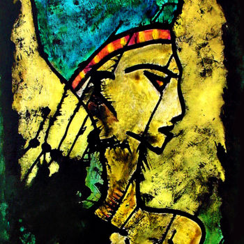 Painting titled "Nefertiti.jpg" by Line Bautista, Original Artwork, Acrylic Mounted on Cardboard