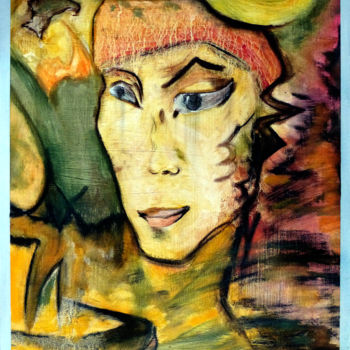 Peinture intitulée "La femme solaire" par Line Bautista, Œuvre d'art originale, Acrylique Monté sur Châssis en bois