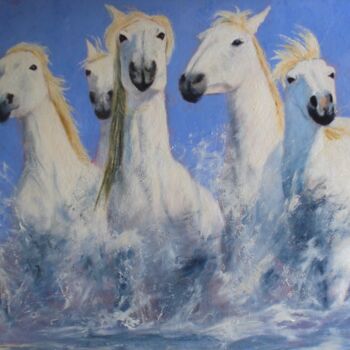 Malerei mit dem Titel "Horses" von Lionel Crotet (nel), Original-Kunstwerk, Öl