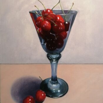 Schilderij getiteld "Cherries,chéries." door Lionel Crotet (nel), Origineel Kunstwerk, Olie