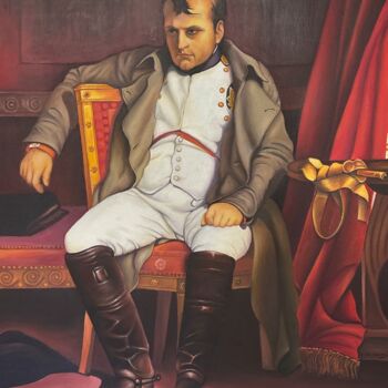 Painting titled "Napoleon 1er assis…" by Liopxp, Original Artwork, Oil Mounted on Wood Stretcher frame
