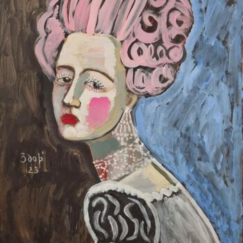 Schilderij getiteld "Pink hair" door Liuba Zdor, Origineel Kunstwerk, Acryl