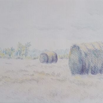 Dibujo titulada "haystacks" por Liudmila Rabinovich, Obra de arte original, Conté