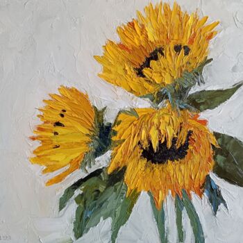 Painting titled "sunflowers" by Liudmila Rabinovich, Original Artwork, Oil