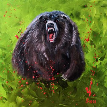 Peinture intitulée "Grizzly bear" par Liudmyla Riabkova, Œuvre d'art originale, Huile