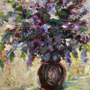 Pittura intitolato "Lilacs in the Vase" da Liudvikas Daugirdas, Opera d'arte originale, Olio
