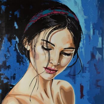 Картина под названием "Blue vibe 3" - Livien Rózen, Подлинное произведение искусства, Акрил