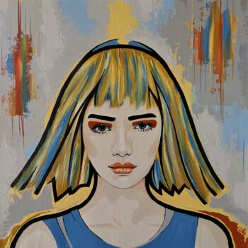 Painting titled "Retro - portrait 4" by Livien Rózen, Original Artwork, Acrylic