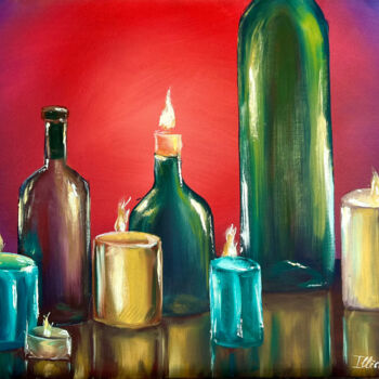 제목이 "By candlelight"인 미술작품 Liza Illichmann로, 원작, 기름 판지에 장착됨