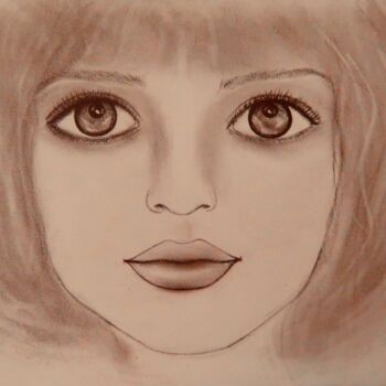 Dessin intitulée "Like a Doll, portra…" par Liza Peninon, Œuvre d'art originale, Crayon