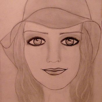 图画 标题为“La capeline, portra…” 由Liza Peninon, 原创艺术品, 铅笔