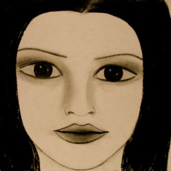 Drawing titled "Japanese Doll, port…" by Liza Peninon, Original Artwork, Charcoal