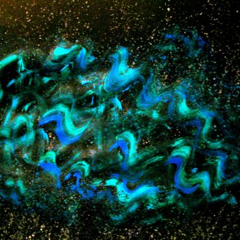 Peinture intitulée "Cosmic Waves, abstr…" par Liza Peninon, Œuvre d'art originale, Acrylique