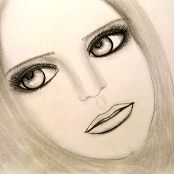 Drawing titled "Lana, portrait" by Liza Peninon, Original Artwork, Pencil