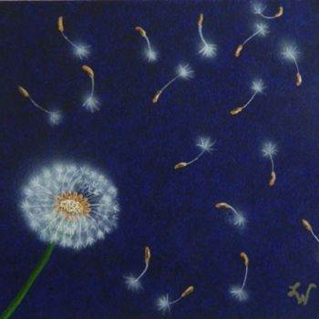 Painting titled "Wishes - floral sem…" by Liza Wheeler, Original Artwork, Acrylic