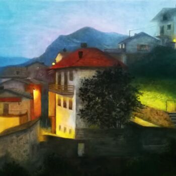 제목이 "Evening in Breglia"인 미술작품 Ljubov Ananina로, 원작, 기름 나무 들것 프레임에 장착됨