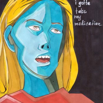 Drawing titled "Medication" by Polina Loban, Original Artwork, Marker