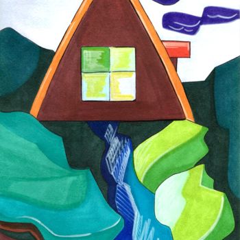 Drawing titled "Home" by Polina Loban, Original Artwork, Marker