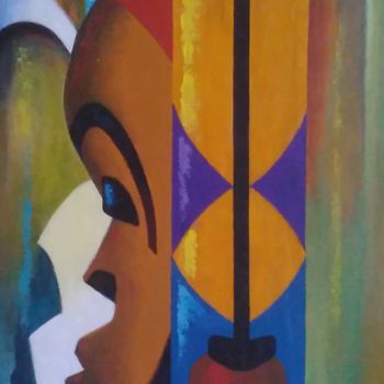 Pintura titulada "MASQUES AFRICAINS" por Odiphate Badila, Obra de arte original, Acrílico
