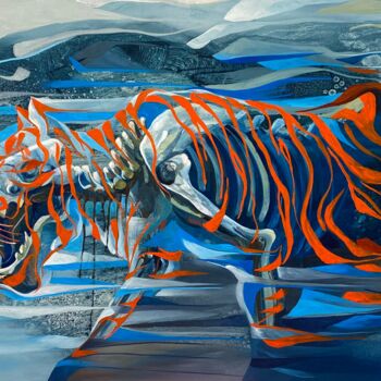 Painting titled "Tiger year 2022" by Loi Duc (DucloiArt), Original Artwork, Oil