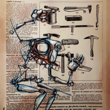 Pintura intitulada "Le choix des outils" por Loic Tarin (Doudoudidon), Obras de arte originais, Óleo Montado em Armação em m…