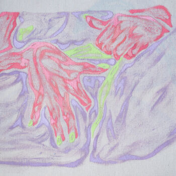 Violet girl with pink hands