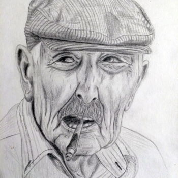 Dessin intitulée "Old Sicilian." par Alex Titenkov, Œuvre d'art originale, Graphite