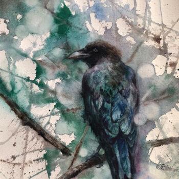 Pittura intitolato "Crow 2 The world of…" da Lolita Ros, Opera d'arte originale, Acquarello