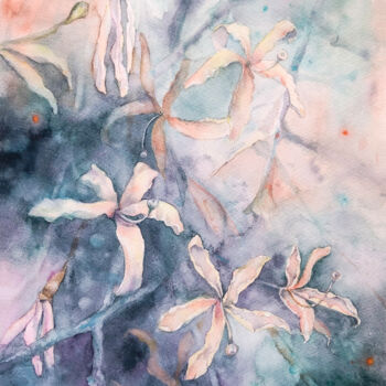 Pintura intitulada "Flowers Painting Bl…" por Lolita Ros, Obras de arte originais, Aquarela