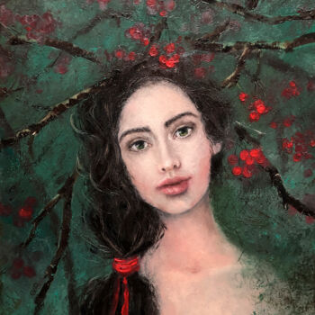 Schilderij getiteld "Woman in the Forest…" door Lolita Ros, Origineel Kunstwerk, Olie
