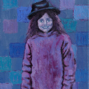 Pintura titulada "Girl with a hat" por Laure Maniere, Obra de arte original, Gouache